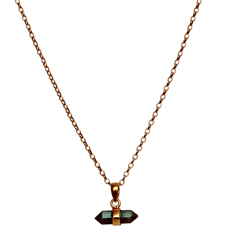 LABRADORITE STONE NECKLACE IN GOLD