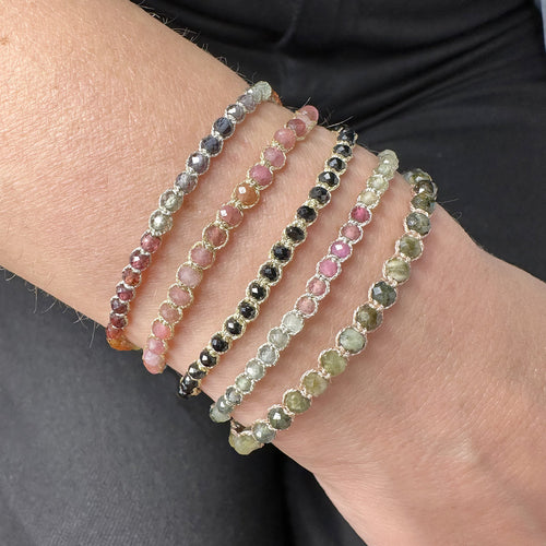 HANDWOVEN MOON BRACELET FEATURING SPINEL STONES