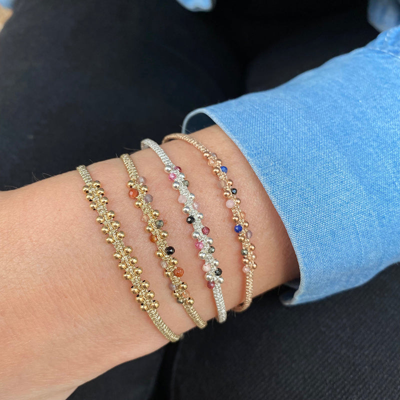 HANDMADE NORA BRACELET IN SILVER WITH INTERMIXED SEMI-PRECIOUS STONES AND SILVER DETAILS