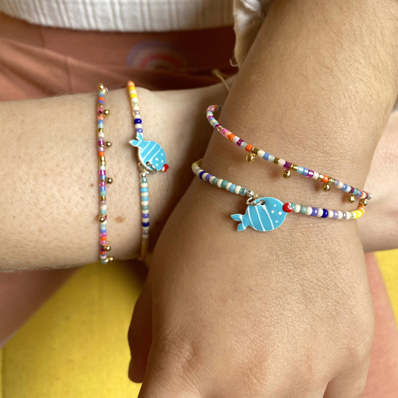 MAMA & ME HANDMADE FISH BRACELET SET IN BLUE TONES