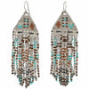 PYRAMID EARRINGS IN TURQUOISE, GREY, BROWN & SILVER