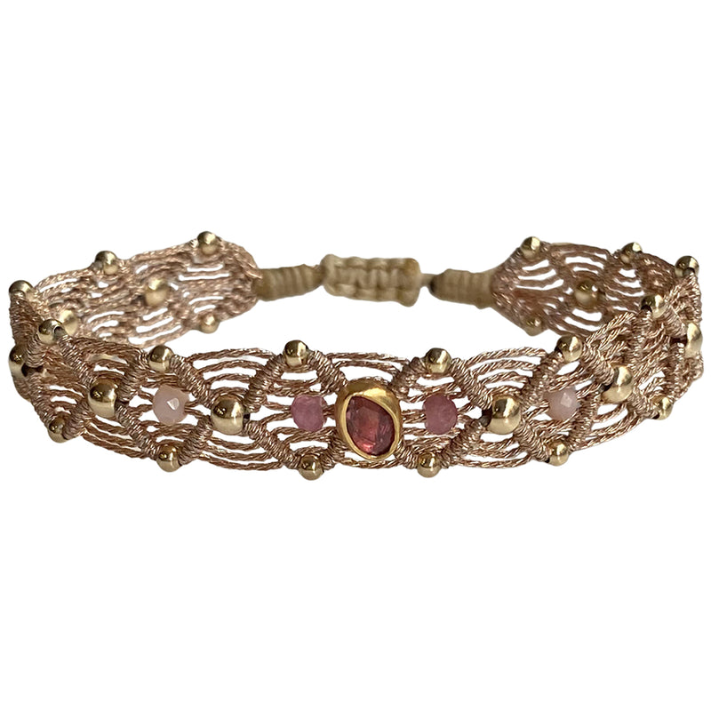 STONEWEB HANDMADE BRACELET WITH PINK TOURMALINE STONE