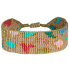 HANDMADE BRACELET WITH LEOPARD PATTERN IN PINK & GOLD TONES