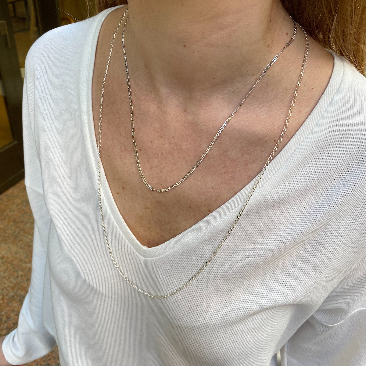CURB TRACE CHAIN SILVER NECKLACE