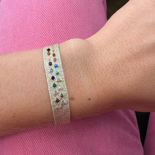 PARIS HANDWOVEN BRACELET FEATURING GEMSTONES DETAILS IN GOLD TONES