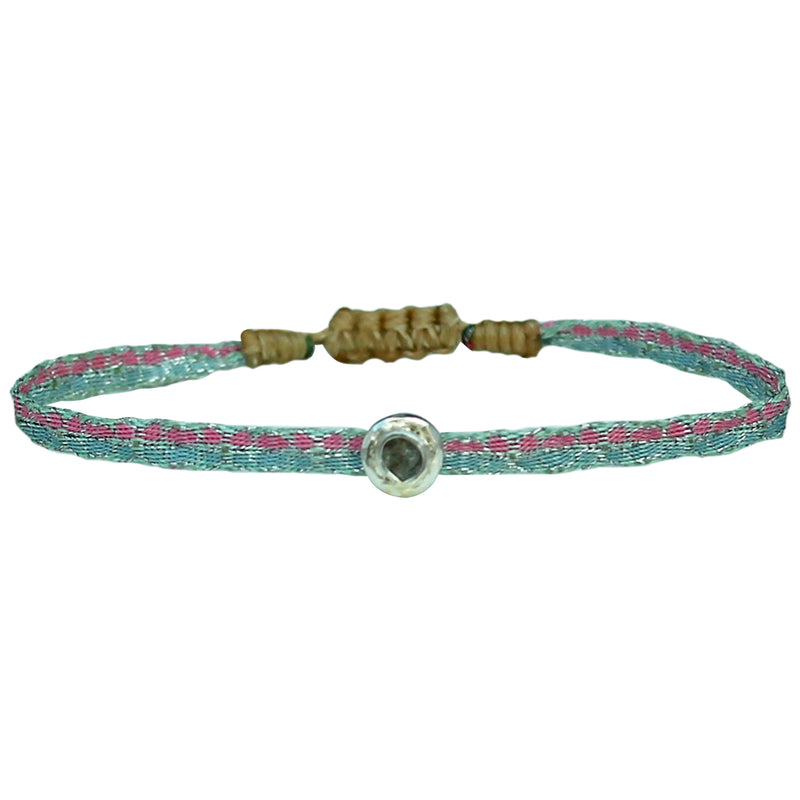 DIAMOND ROSE HANDMADE BRACELET IN PINK AND GREY TONES