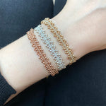 HANDMADE DAHLIA BRACELET IN GOLD ON MODEL