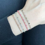HANDMADE VELVET BRACELET IN PINK & GOLD ON MODEL